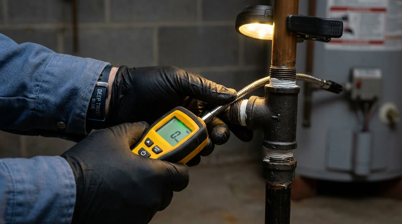 Gas leak detection with electronic sniffer by Johns Plumbing LLC in Battle Ground
